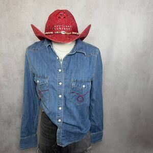 Free People Western Denim Button Down Size Small
